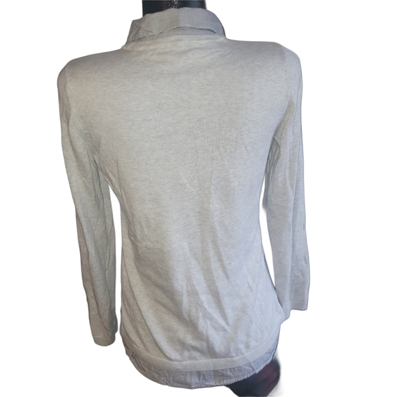 Tommy Hilfiger Pale Gray V-Neck Sweater with Faux Attached Shirt M - Picture 6 of 6